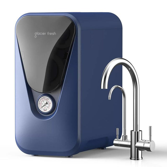 GLACIER FRESH GFU03 Reverse Osmosis System – 800 GPD, Non-Electric, 3:1 Pure-To-Drain, No Noise/No Drilling, 5-Stage Tankless Under-Sink RO Water Filter System, Reduces PFAS/PFOS, Elite Version