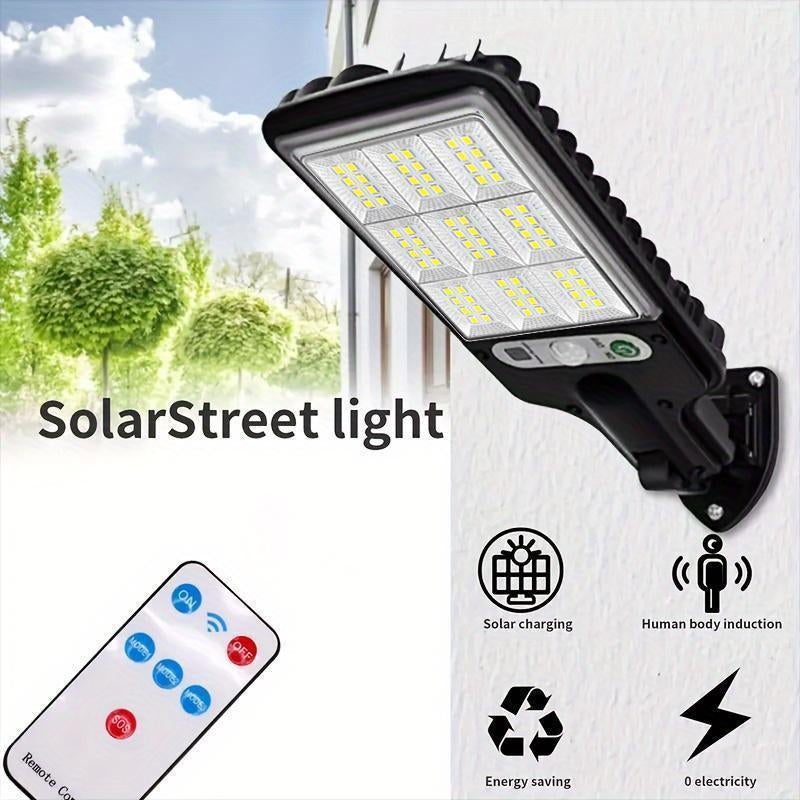 New 2/4Pc Outdoor Solar Street Light, Human Sensor Yard Lamp with Remote Control, IP44 LED Wall Lamp for Courtyard, Walkway, Patio, Garage, Corridor