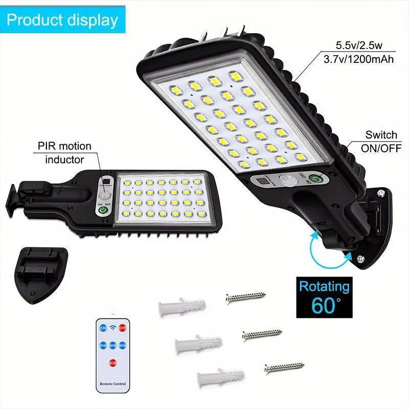 New 2/4Pc Outdoor Solar Street Light, Human Sensor Yard Lamp with Remote Control, IP44 LED Wall Lamp for Courtyard, Walkway, Patio, Garage, Corridor