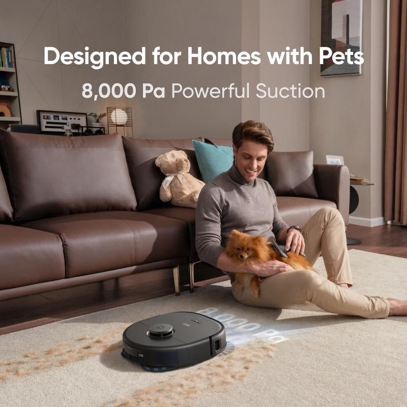 【Eufylive】Eufy X10 Pro Omni Robot Vacuum and Mop with 8,000 Pa Suction, Dual Mops with 12 Mm Auto-Lift and Carpet Detection, AI Obstacle Avoidance, Auto Mop Washing, Auto Drying, Self-Emptying, Self-Refilling｜Spingtok