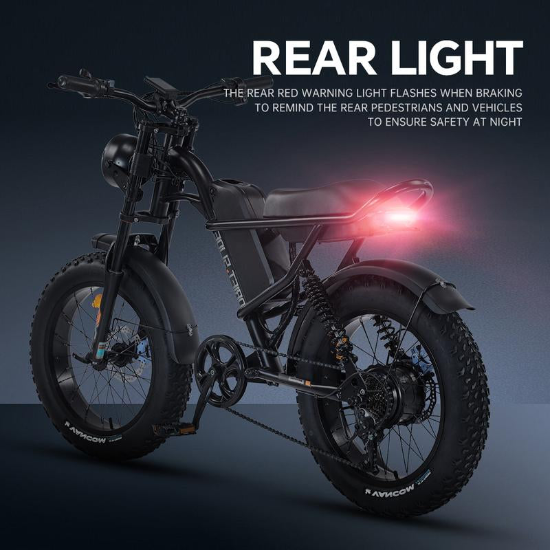 Commuting Electric Bicycle with a Maximum Power of 1500W, Upgraded Thick Tires and 7-Layer Full Suspension, 48V 20.8Ah Detachable Large Battery, 20 "X 4.0 Suitable for Mountainous, Snowy, Sandy and Highway Areas, with the Highest Cost-Effectiveness