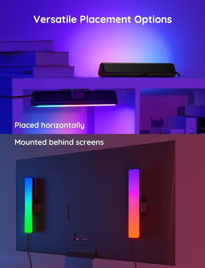 Smart LED Light Bars, Work with Alexa and Google Assistant, RGBICWW Wifi TV Backlights with Scene and Music Modes for Gaming, Room Decoration