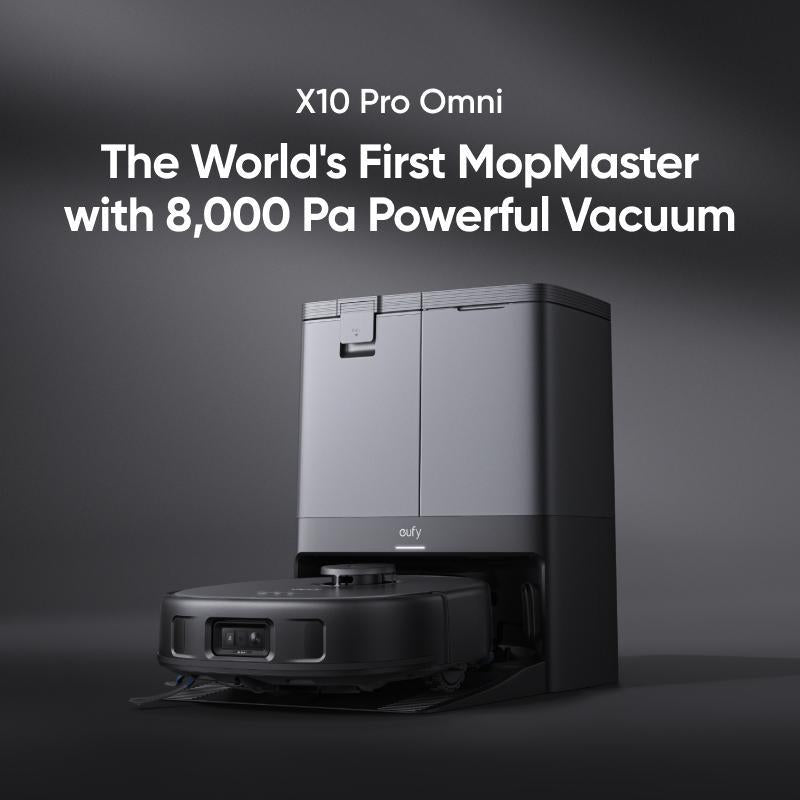 【Eufylive】Eufy X10 Pro Omni Robot Vacuum and Mop with 8,000 Pa Suction, Dual Mops with 12 Mm Auto-Lift and Carpet Detection, AI Obstacle Avoidance, Auto Mop Washing, Auto Drying, Self-Emptying, Self-Refilling｜Spingtok