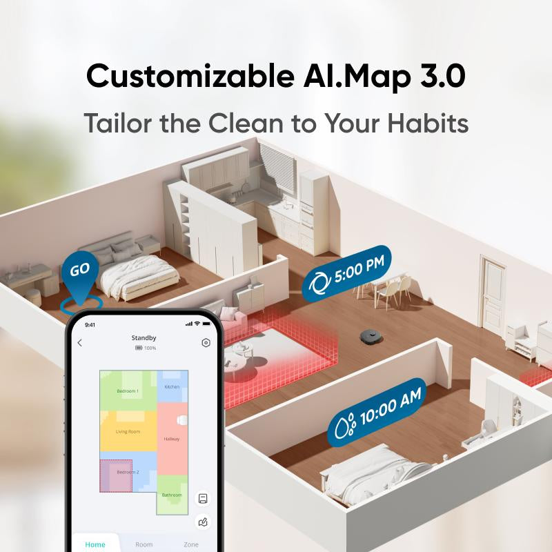 【Eufylive】Eufy X10 Pro Omni Robot Vacuum and Mop with 8,000 Pa Suction, Dual Mops with 12 Mm Auto-Lift and Carpet Detection, AI Obstacle Avoidance, Auto Mop Washing, Auto Drying, Self-Emptying, Self-Refilling｜Spingtok