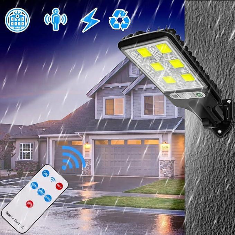 New 2/4Pc Outdoor Solar Street Light, Human Sensor Yard Lamp with Remote Control, IP44 LED Wall Lamp for Courtyard, Walkway, Patio, Garage, Corridor