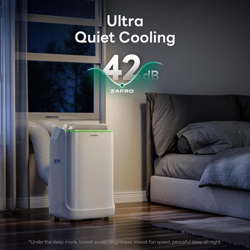 ZAFRO 14,000 BTU/16,000 BTU Portable Air Conditioners, Ultra Quiet(42Db) Dual Duct Smart AC with Drainage-Free Cooling/24Hrs Timer/App/Remote/Cool, Fan & Dehumidifier Modes for Indoor Rooms