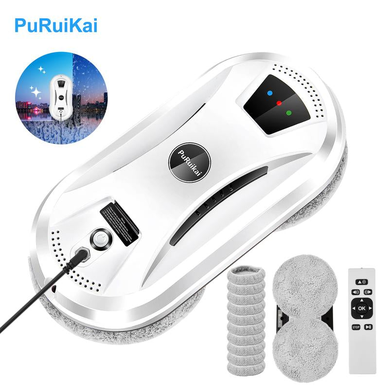 Puruikai Automatic Window Cleaning Robot 2025 Model Limpia with AI Path Planning, Suction Remote Control, and Edge Detection for Streak-Free Glass Intelligent Fully Automatic Window Cleaner Automatic Dual-Spray Window Cleaning Robot Window Cleaner