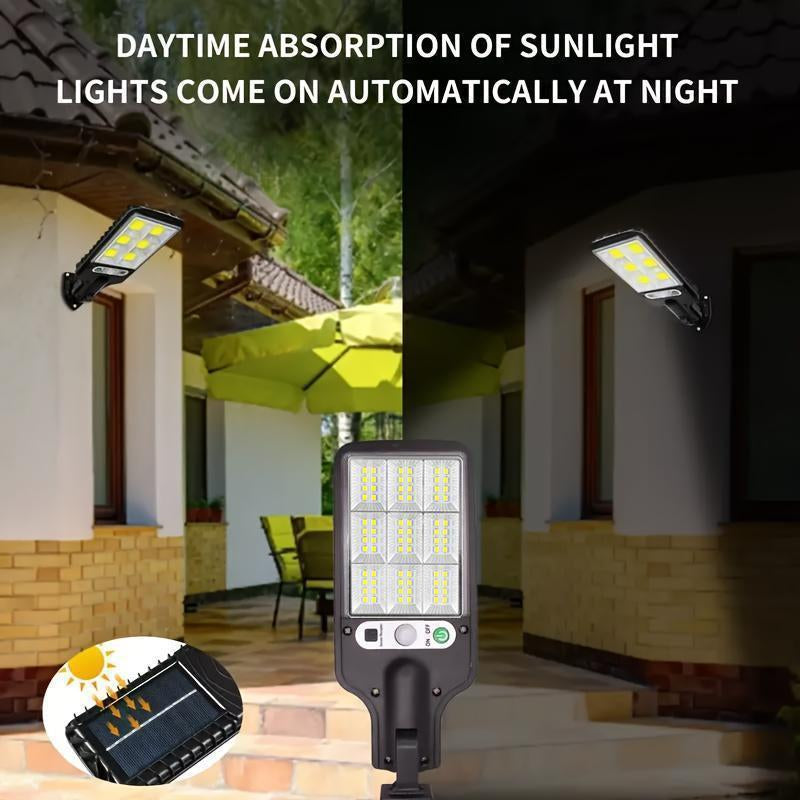 New 2/4Pc Outdoor Solar Street Light, Human Sensor Yard Lamp with Remote Control, IP44 LED Wall Lamp for Courtyard, Walkway, Patio, Garage, Corridor