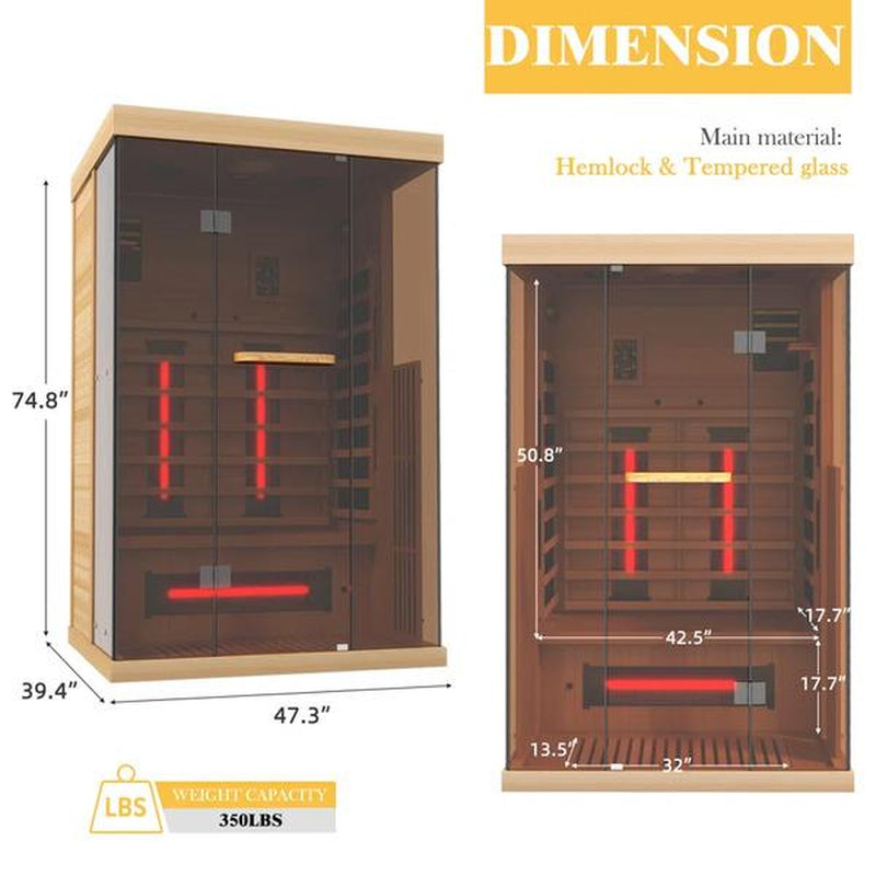 Infrared Sauna, 2 Person, Bluetooth Compatible