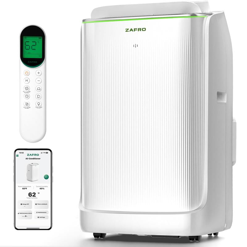 ZAFRO 14,000 BTU/16,000 BTU Portable Air Conditioners, Ultra Quiet(42Db) Dual Duct Smart AC with Drainage-Free Cooling/24Hrs Timer/App/Remote/Cool, Fan & Dehumidifier Modes for Indoor Rooms