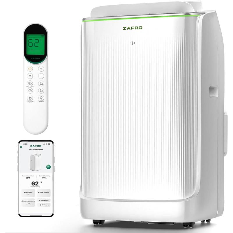 ZAFRO 14,000 BTU/16,000 BTU Portable Air Conditioners, Ultra Quiet(42Db) Dual Duct Smart AC with Drainage-Free Cooling/24Hrs Timer/App/Remote/Cool, Fan & Dehumidifier Modes for Indoor Rooms