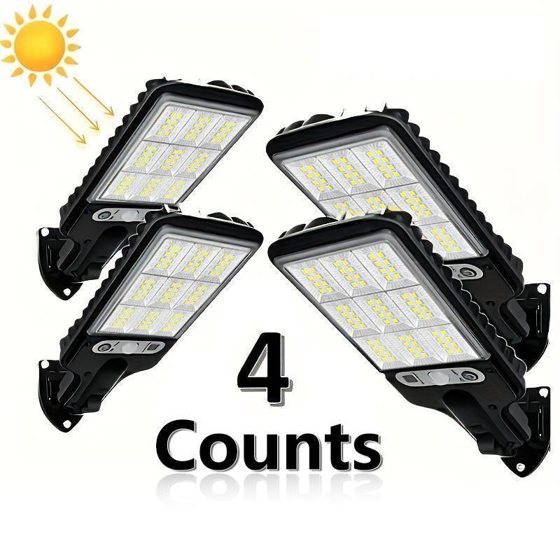 New 2/4Pc Outdoor Solar Street Light, Human Sensor Yard Lamp with Remote Control, IP44 LED Wall Lamp for Courtyard, Walkway, Patio, Garage, Corridor