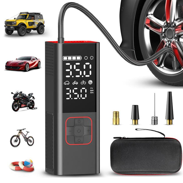 Tire Inflator, Portable Air Compressor, 20000Mah Cordless Tire Pump for Car, Bicycle, Motorcycle, Ball, with Tire Pressure Gauge and Storage Case